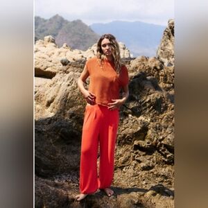 Free People Beach Orange Knit Balloon Sweatpants